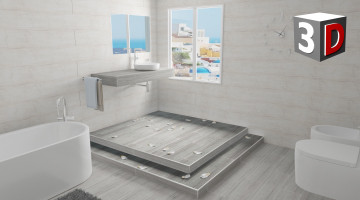 3D идея с плочки от Codicer, със обзавеждане за баня и аксесоари от GROHE