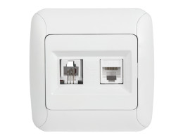 Розетка RJ45 и RJ11 Fantasy бял