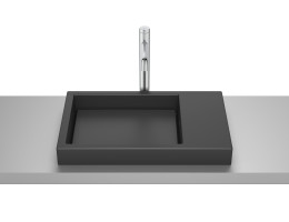 Умивалник за монтаж върху плот, без отвор за смесител, Horizon-S, 600 x 380 x 80mm, matt black