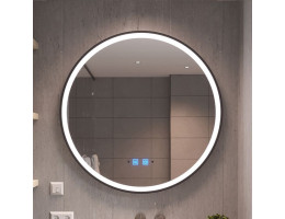 LED Огледало ф 60 cm, тъч скрийн, димиране, функция против замъгляване, 6000K , черна рамка