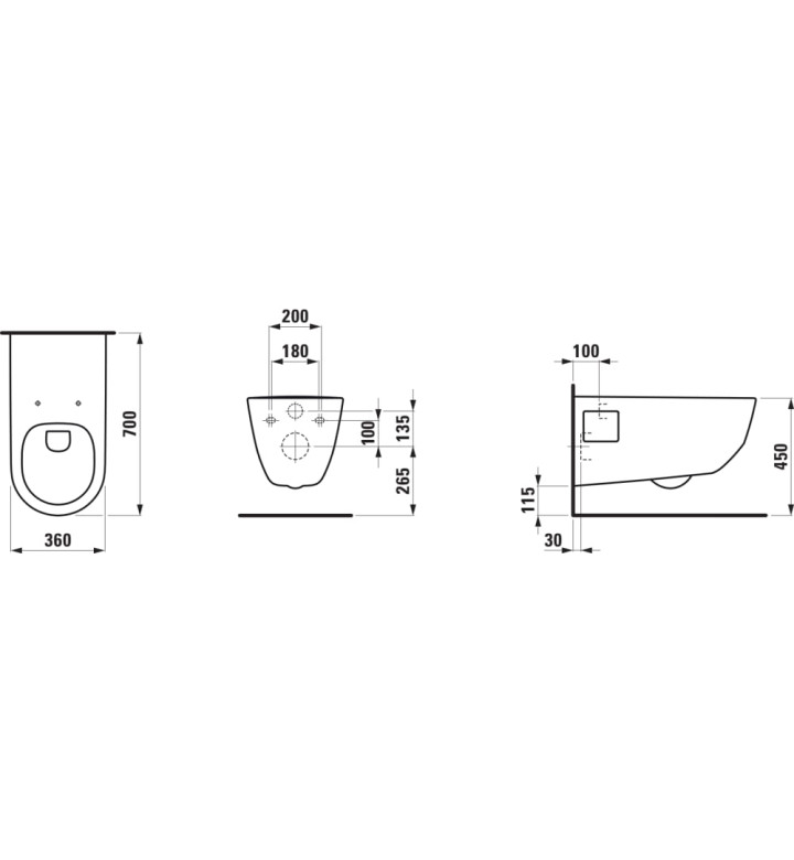 Конзолна тоалетна чиния, rimless, WC LAUFEN PRO Liberty, H8219600000001