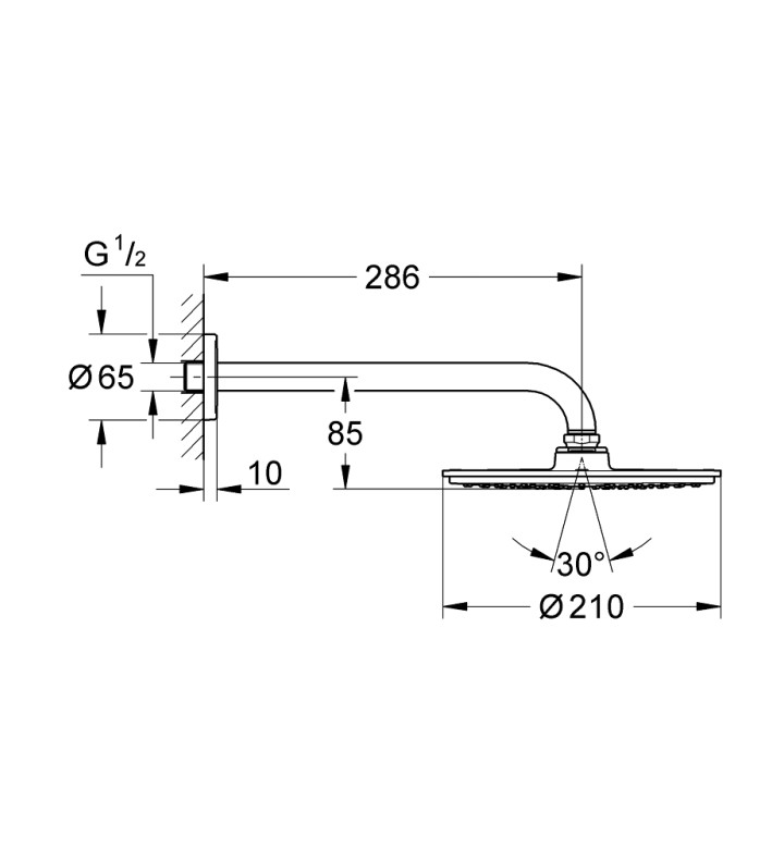 Rainshower Cosmopolitan 210 комплект душ глава с рамо 286 mm
