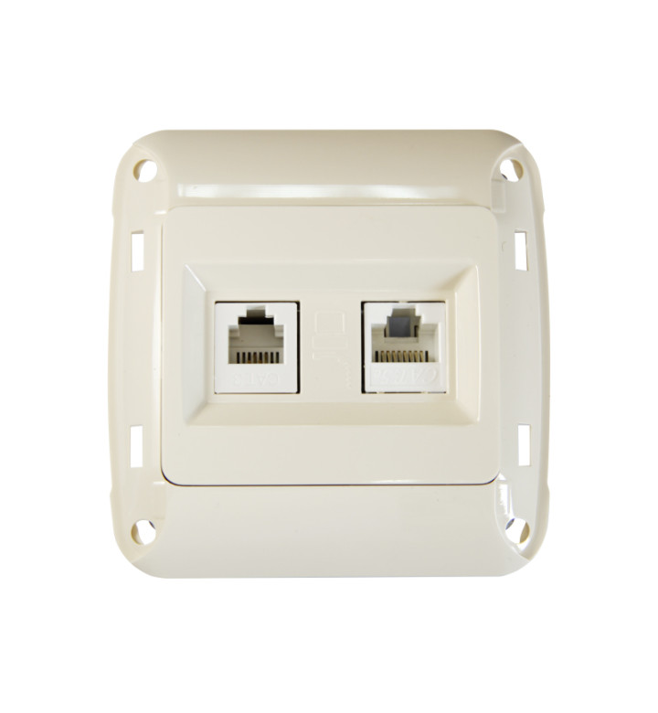 Розетка RJ45 и RJ11 Fantasy крем