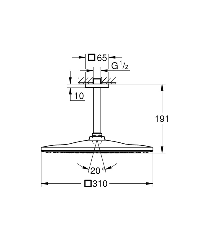 Душ глава Rainshower 310 с рамо таван 142mm