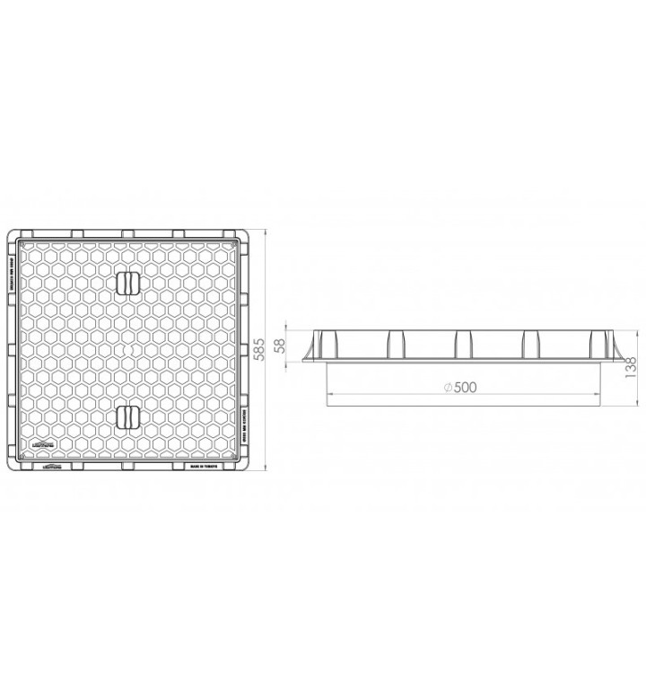 Капак за шахта за тръба ф 500 mm, KK1005, 17 kN, A15
