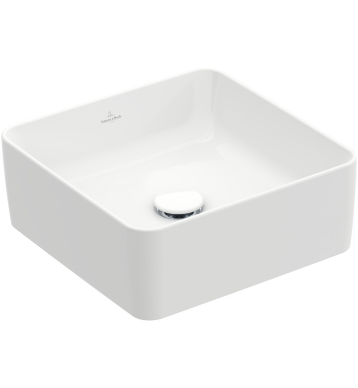 Умивалник за монтаж върху плот, Collaro, квадратен, 380 х 380 х 145mm, alpin white