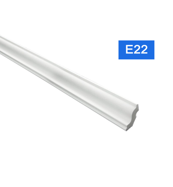 Перваз за таван E-22 от полистирен, 30x30 mm, лукс, бял - 2 m