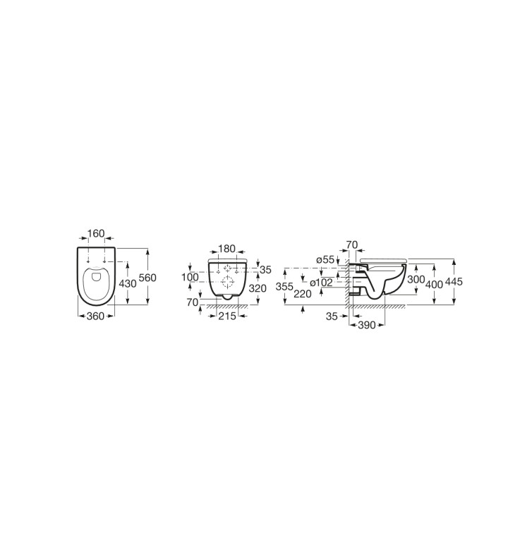 Комплект за WC 4 в 1 Meridian Rimless, с бутон по избор