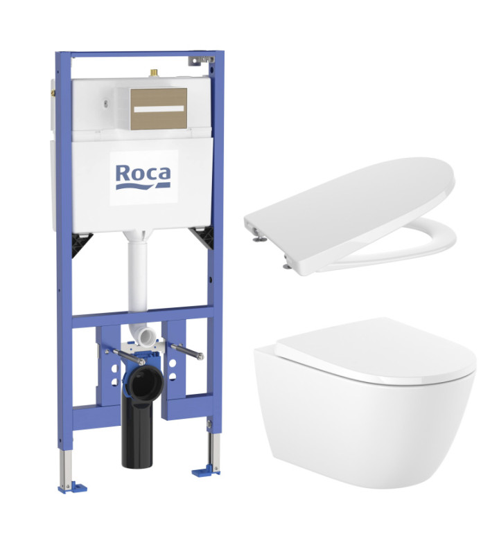 Комплект за WC Duplo S 135 mm 4 в 1 Ona Vortex Rimless (бутон по избор) (A8900A902E + A34668C000 + A801E12001)