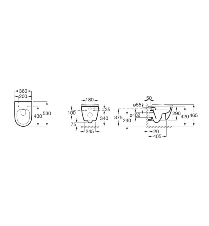 Комплект за WC Duplo S 135 mm 4 в 1 Ona Vortex Rimless (бутон по избор) (A8900A902E + A34668C000 + A801E12001)