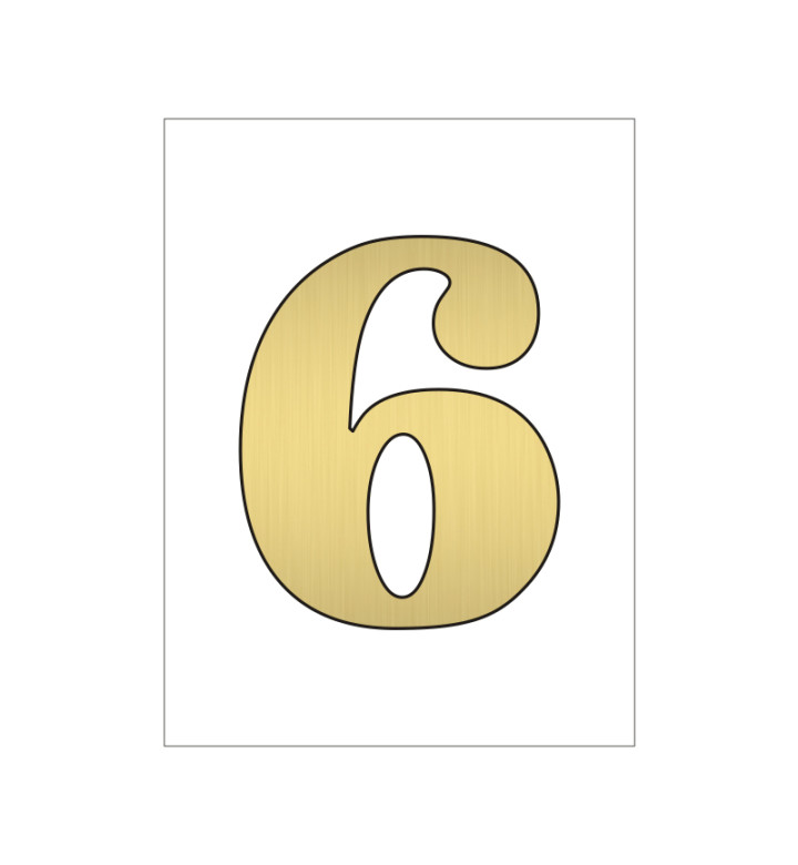 Цифра "6" - златна самозалепваща 1 брой 50 x 1.5 mm
