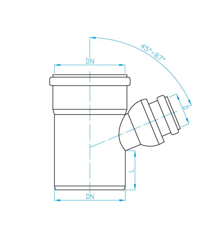 Разклонение канализационно подвижно ф 50 - 50 mm, 45° - 87°