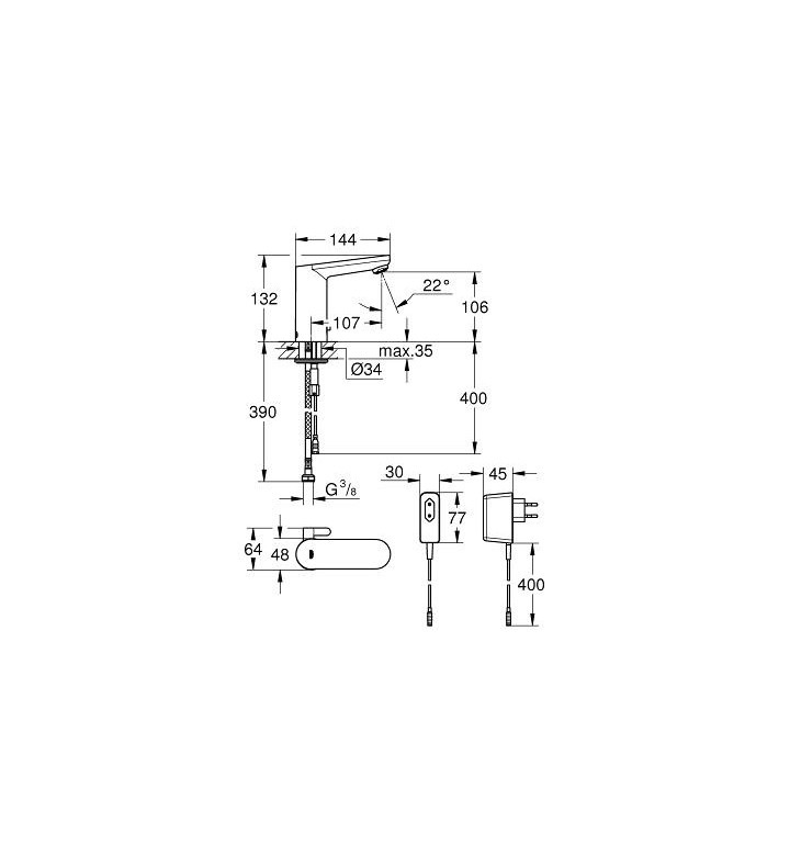 Смесител инфрачервен Eurosmart Cosmopolitan E 230V