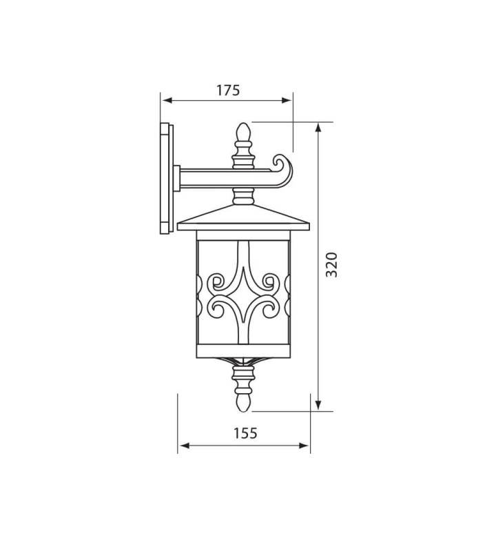Стенен фенер, цвят кафе, IP44, 230 V, JARDIN WD008/KO